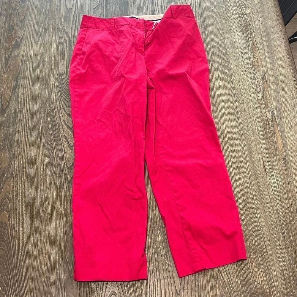 Talbots Womens Straight Pants Wide Leg High Rise Stretch Cotton Blend Red Size 6